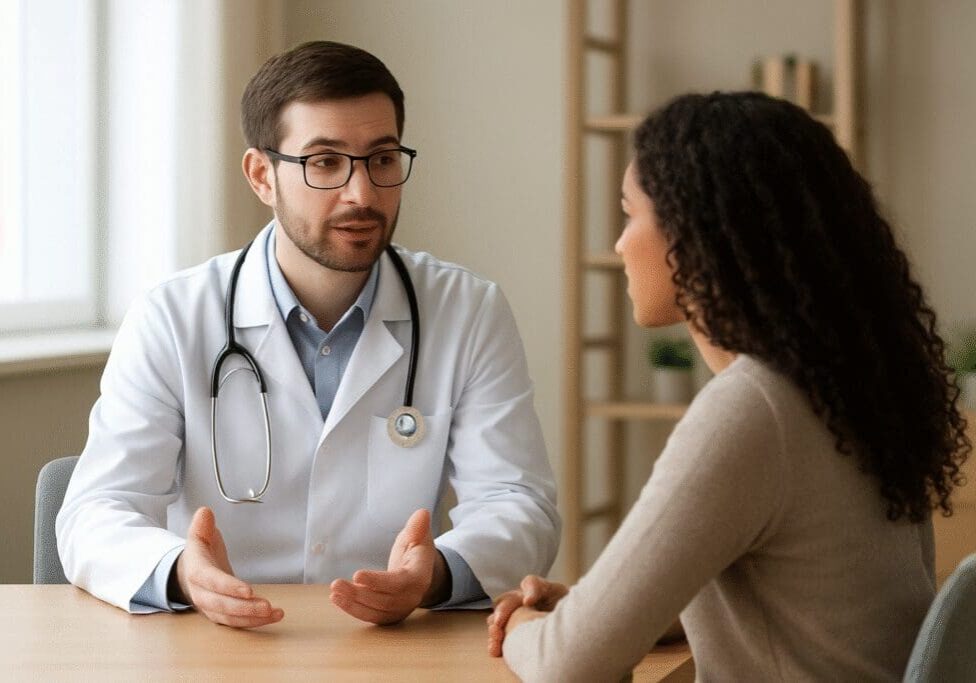 Doctor and patient in private medical consultation